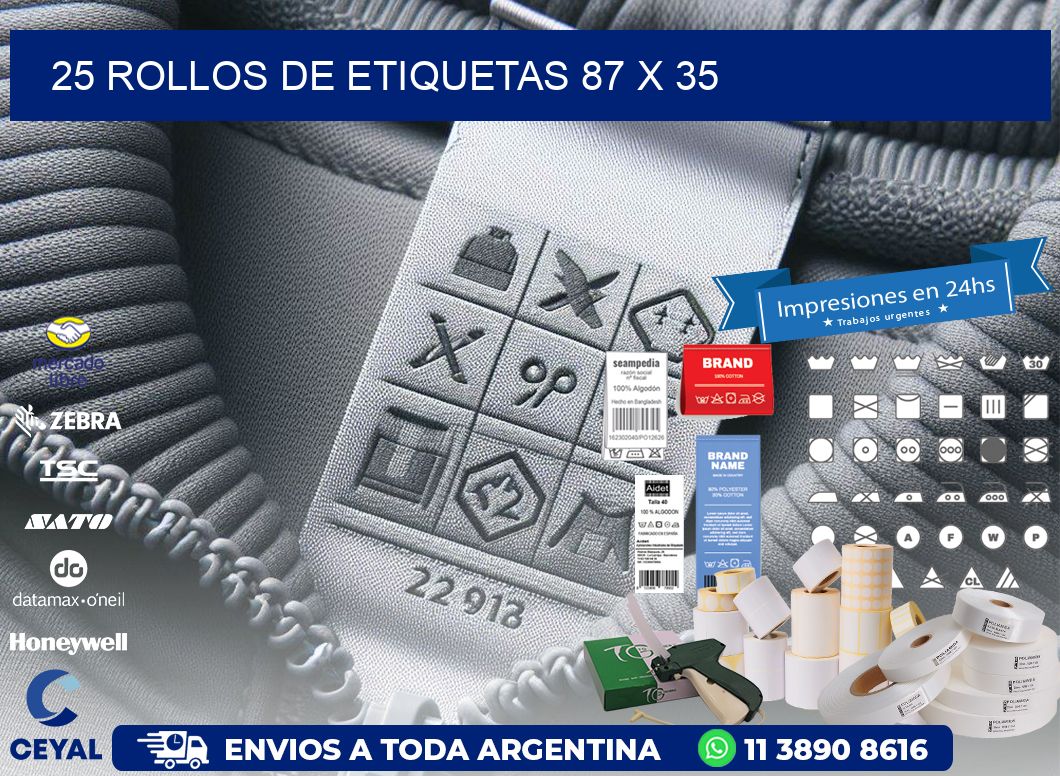 25 ROLLOS DE ETIQUETAS 87 x 35