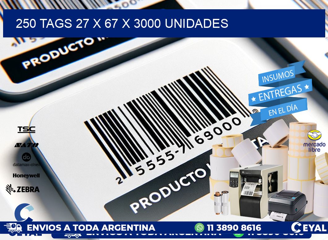 250 TAGS 27 x 67 X 3000 UNIDADES