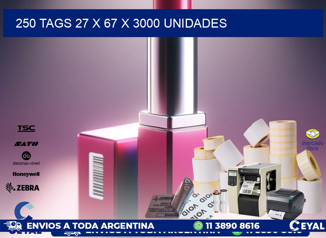 250 TAGS 27 x 67 X 3000 UNIDADES