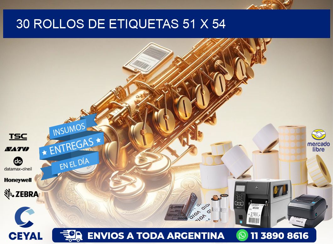 30 ROLLOS DE ETIQUETAS 51 x 54