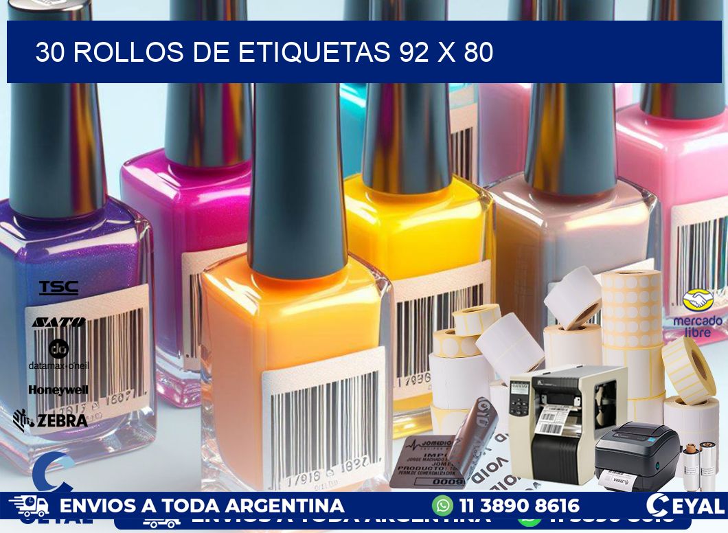 30 ROLLOS DE ETIQUETAS 92 x 80