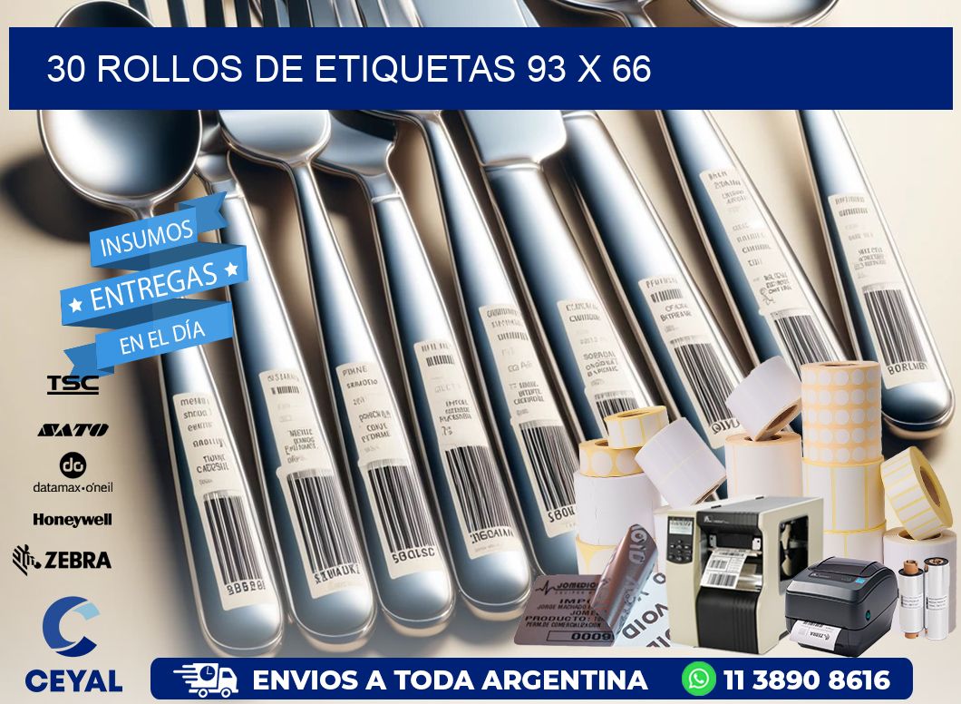 30 ROLLOS DE ETIQUETAS 93 x 66