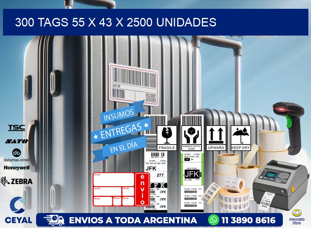 300 TAGS 55 x 43 X 2500 UNIDADES