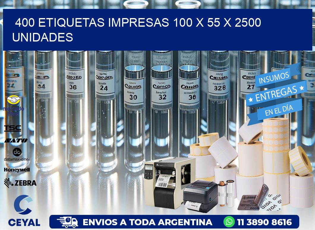 400 ETIQUETAS IMPRESAS 100 x 55 X 2500 UNIDADES