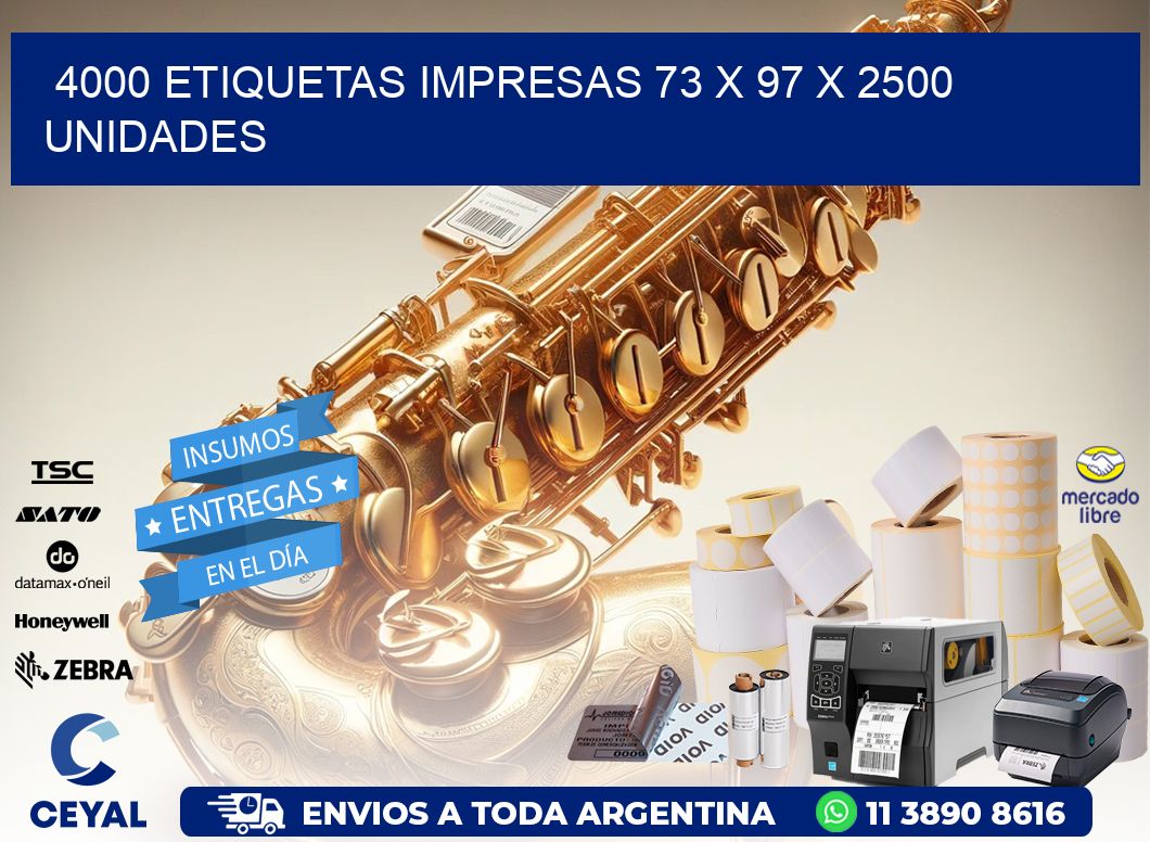 4000 ETIQUETAS IMPRESAS 73 x 97 X 2500 UNIDADES