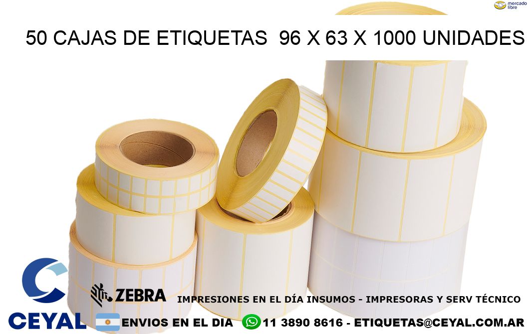 50 CAJAS DE ETIQUETAS  96 x 63 X 1000 UNIDADES