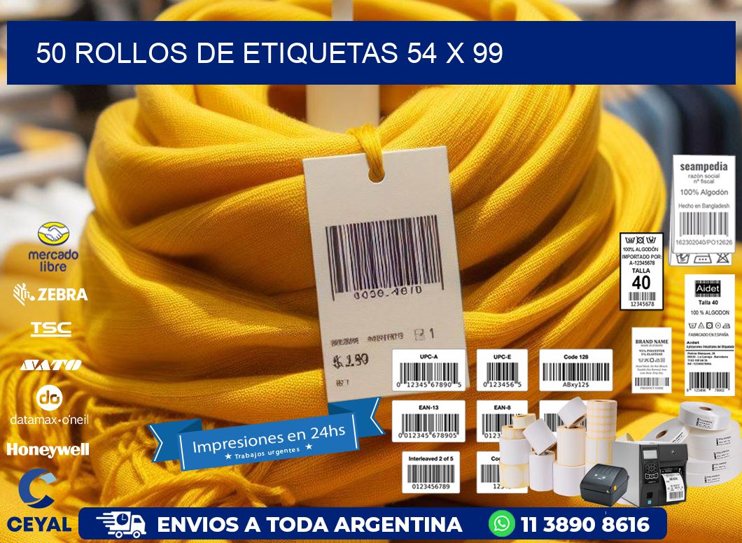 50 ROLLOS DE ETIQUETAS 54 x 99