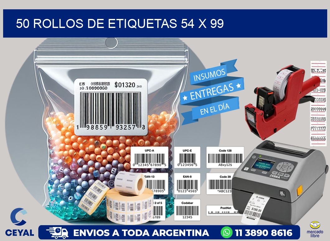 50 ROLLOS DE ETIQUETAS 54 x 99