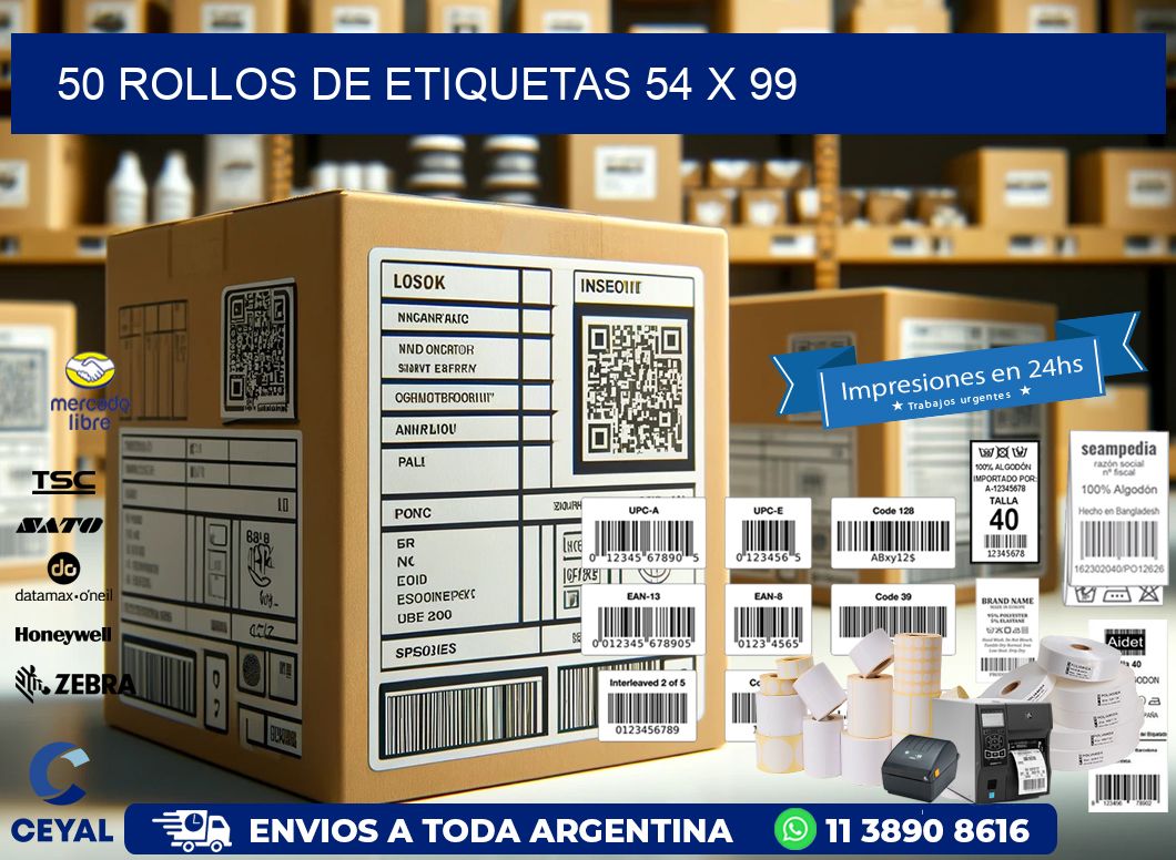 50 ROLLOS DE ETIQUETAS 54 x 99