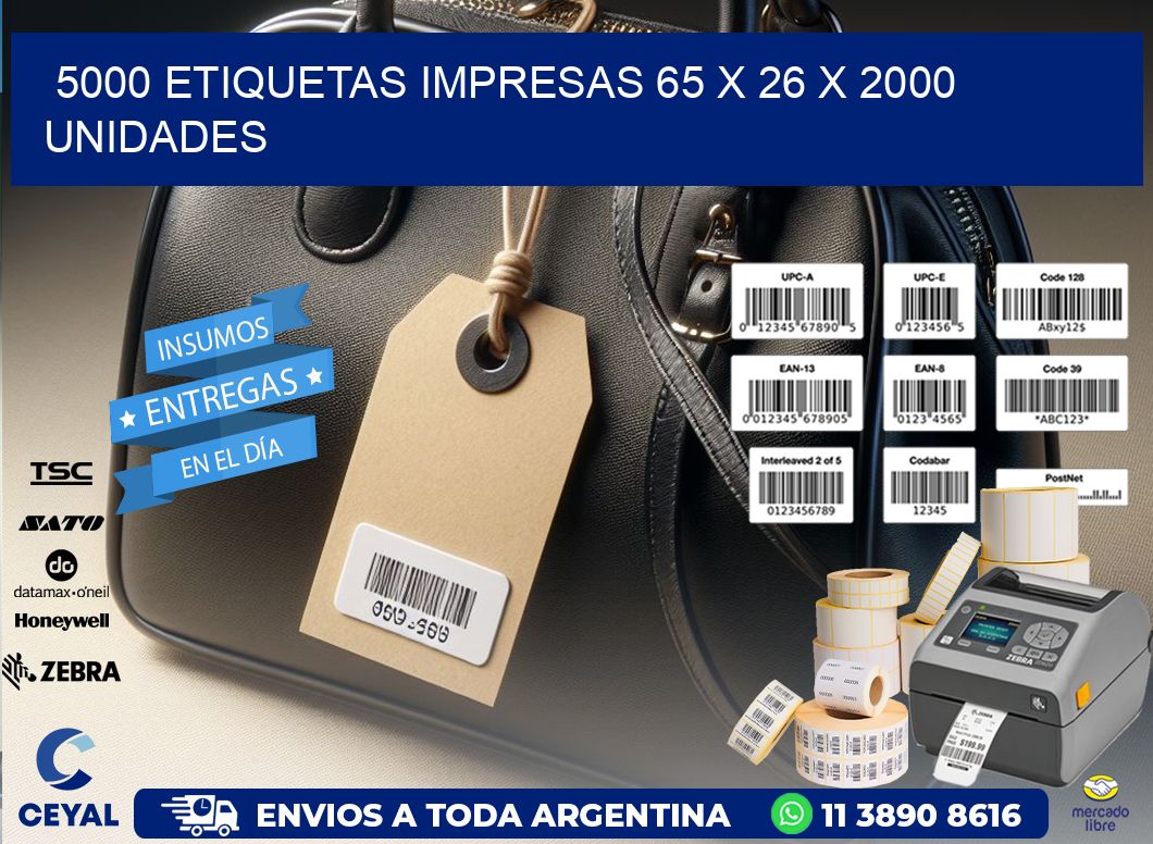 5000 ETIQUETAS IMPRESAS 65 x 26 X 2000 UNIDADES