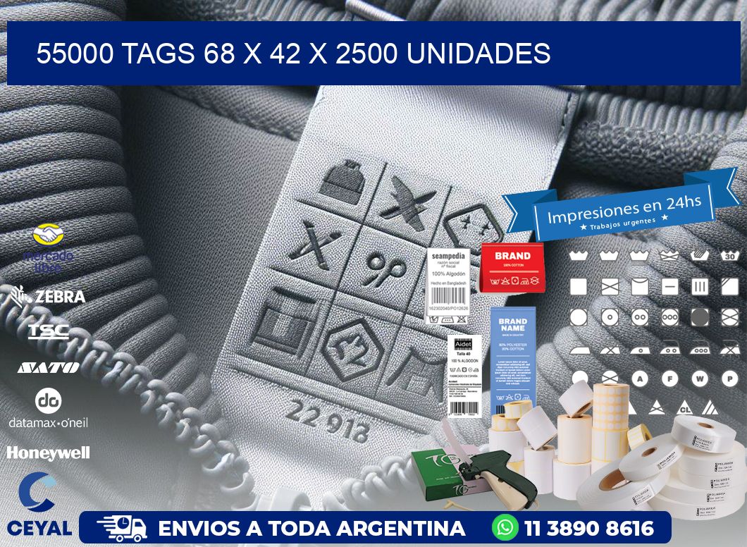 55000 TAGS 68 x 42 X 2500 UNIDADES