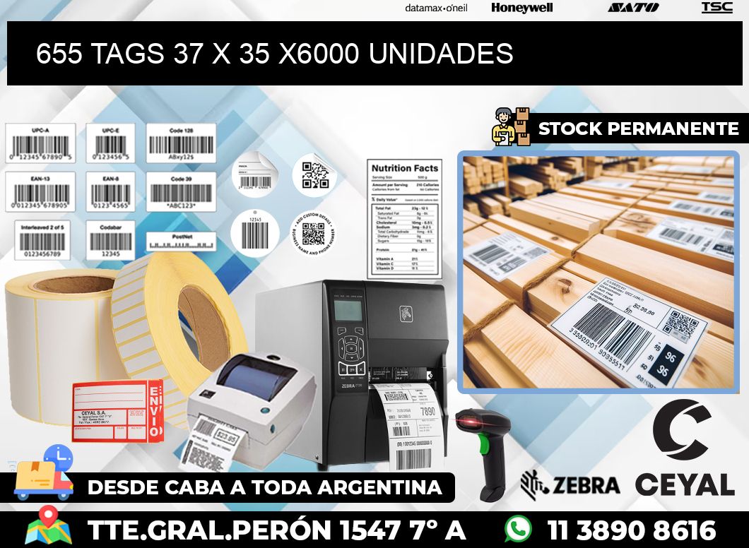 655 TAGS 37 x 35 X6000 UNIDADES