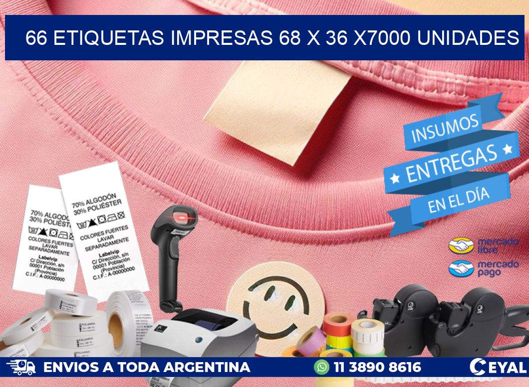 66 ETIQUETAS IMPRESAS 68 x 36 X7000 UNIDADES