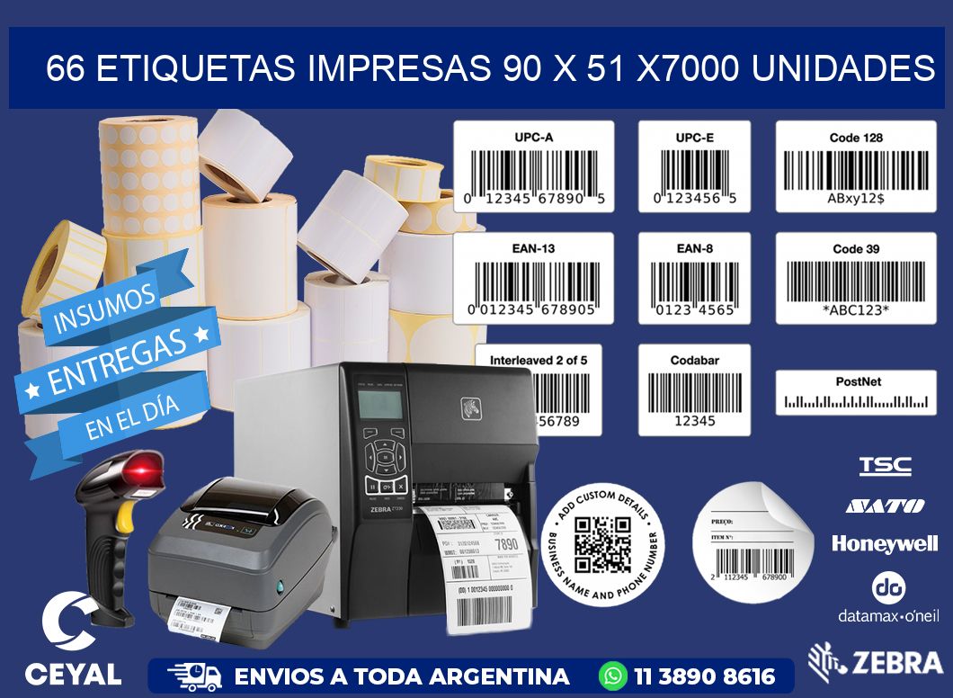 66 ETIQUETAS IMPRESAS 90 x 51 X7000 UNIDADES