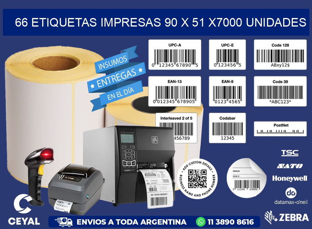 66 ETIQUETAS IMPRESAS 90 x 51 X7000 UNIDADES