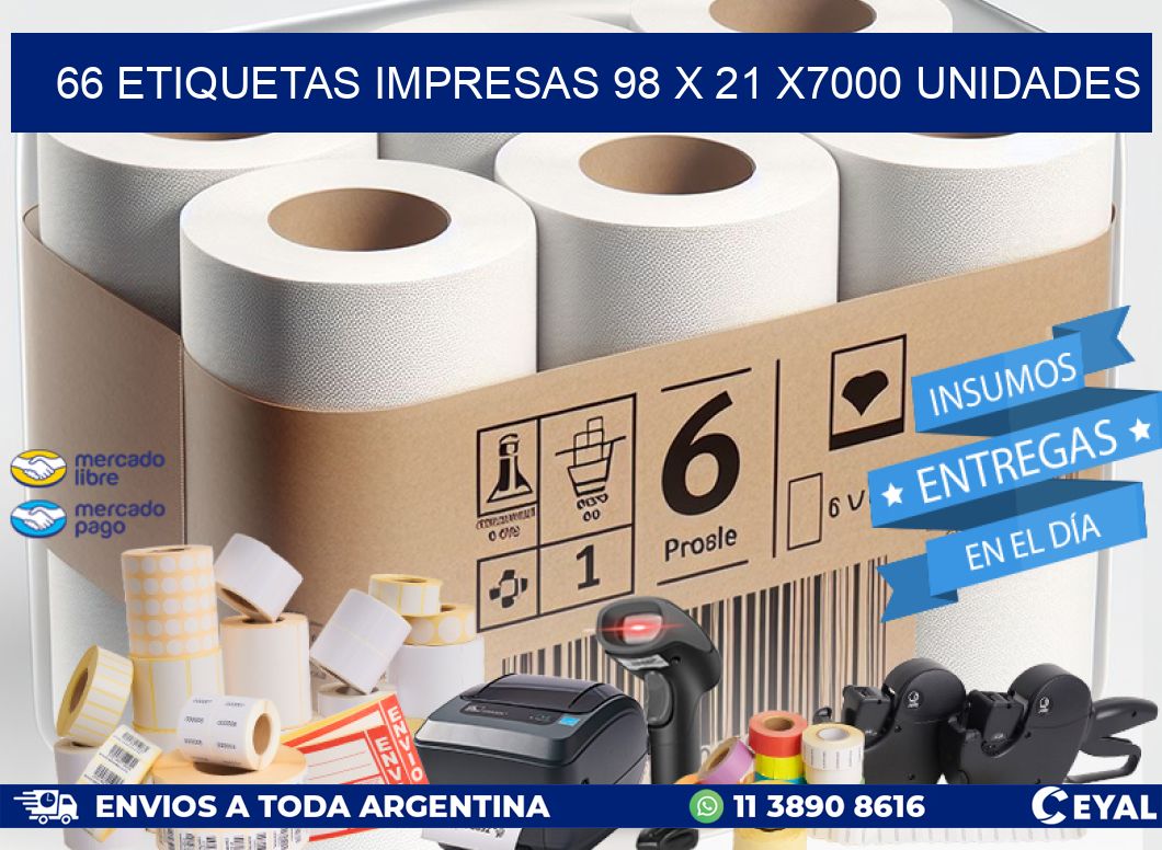 66 ETIQUETAS IMPRESAS 98 x 21 X7000 UNIDADES