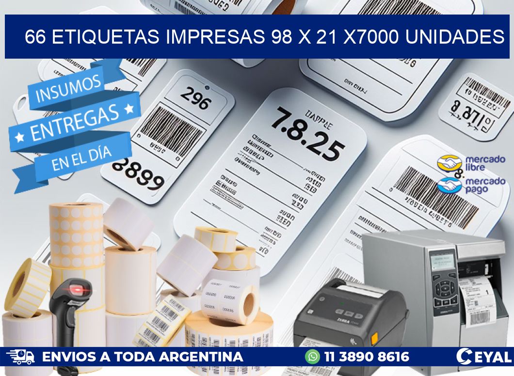 66 ETIQUETAS IMPRESAS 98 x 21 X7000 UNIDADES