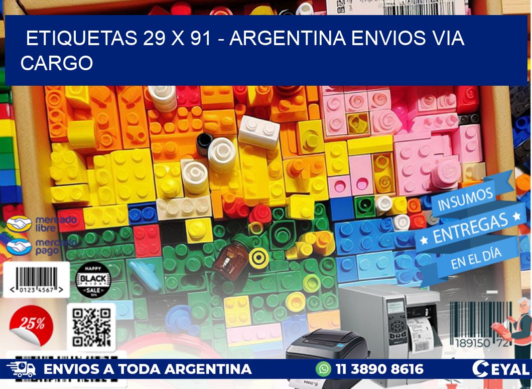 ETIQUETAS 29 x 91 - ARGENTINA ENVIOS VIA CARGO