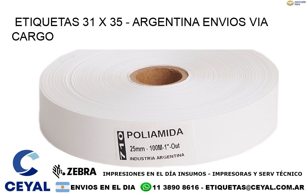 ETIQUETAS 31 x 35 - ARGENTINA ENVIOS VIA CARGO