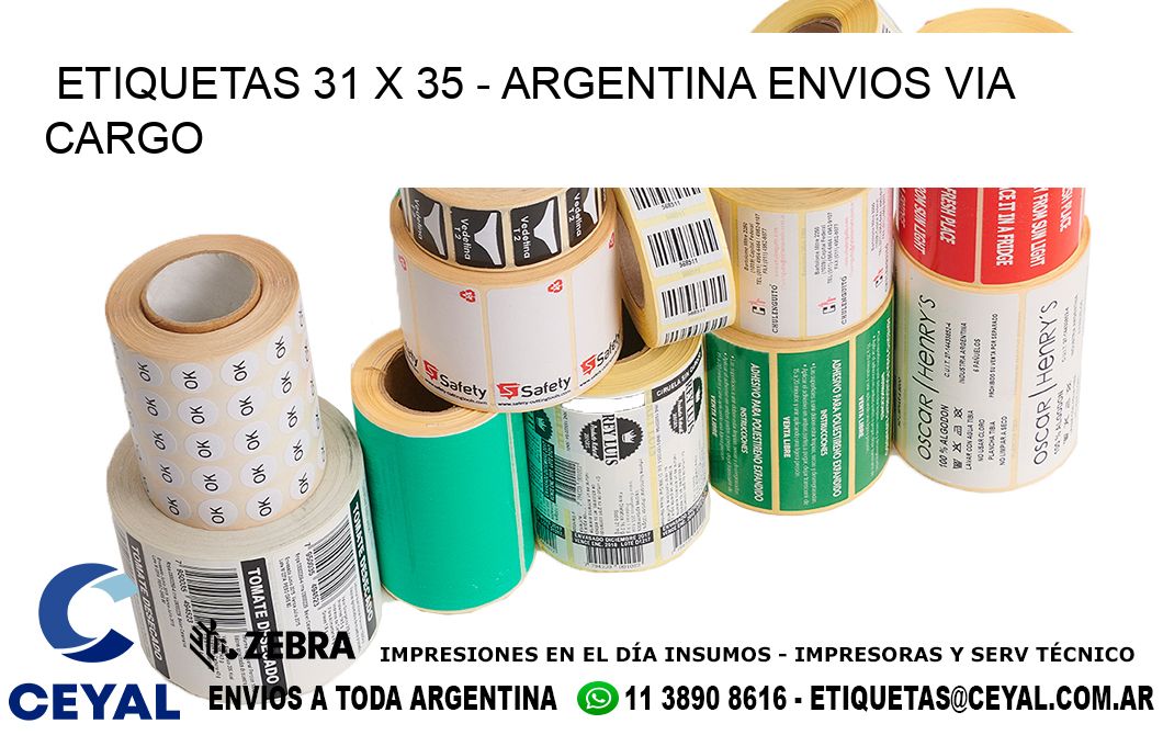 ETIQUETAS 31 x 35 - ARGENTINA ENVIOS VIA CARGO