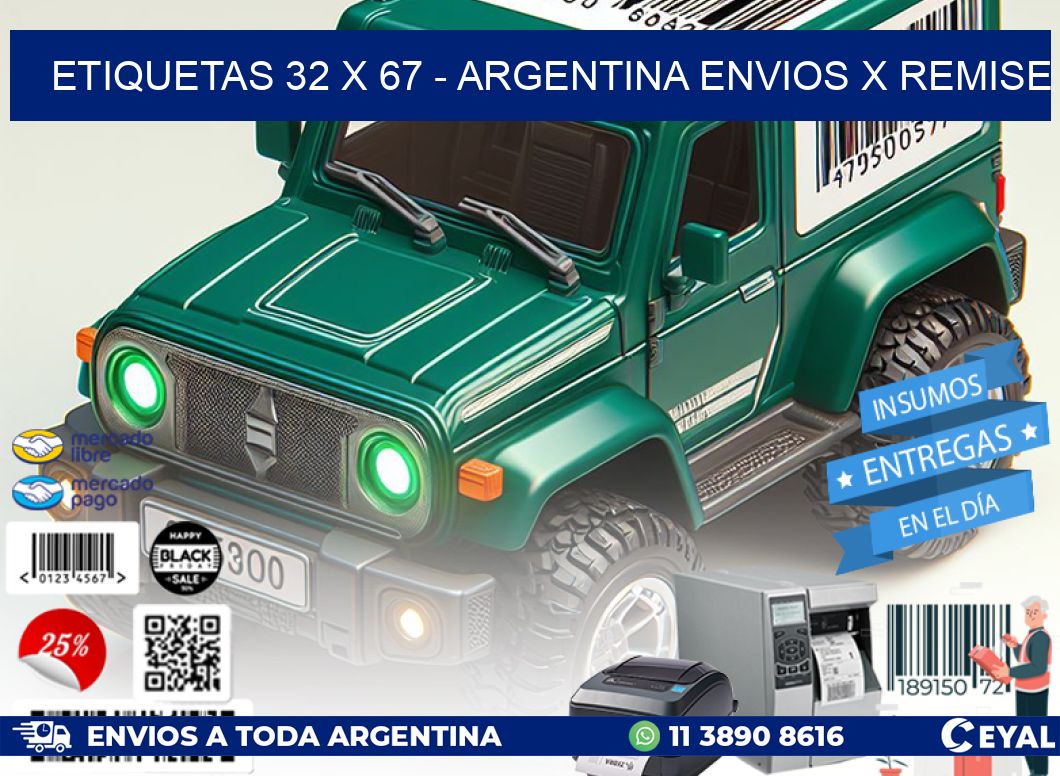 ETIQUETAS 32 x 67 - ARGENTINA ENVIOS X REMISE