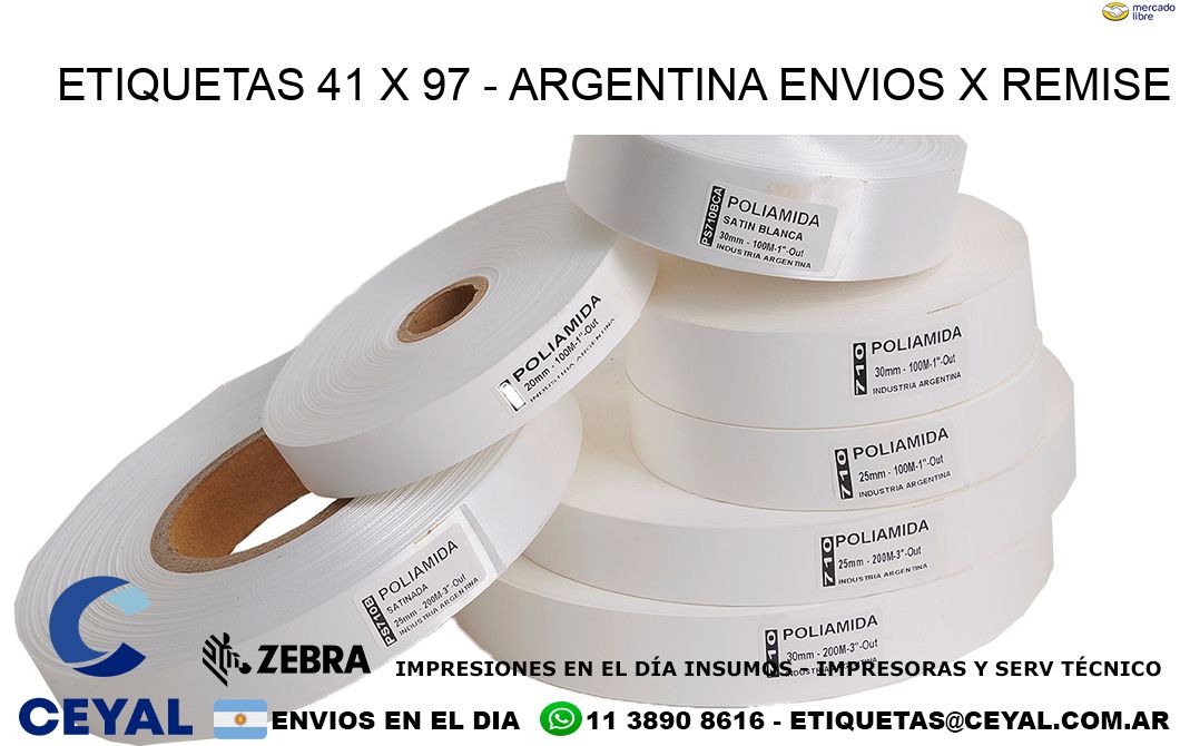 ETIQUETAS 41 x 97 - ARGENTINA ENVIOS X REMISE