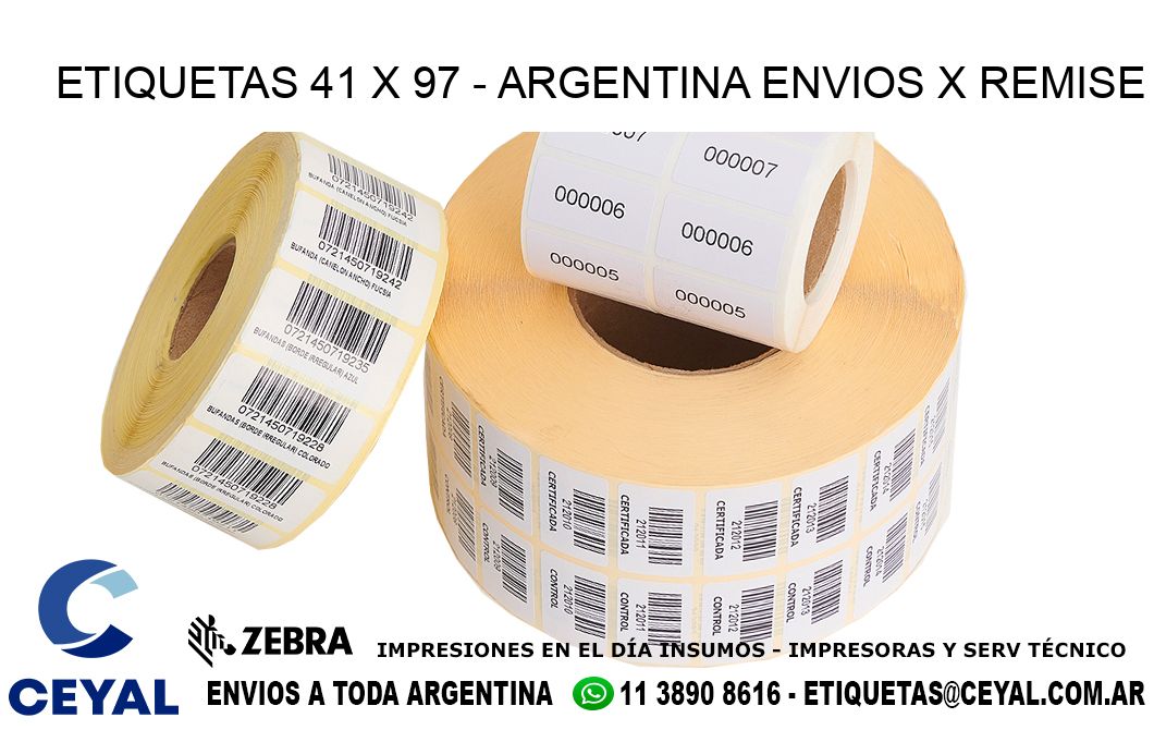 ETIQUETAS 41 x 97 - ARGENTINA ENVIOS X REMISE