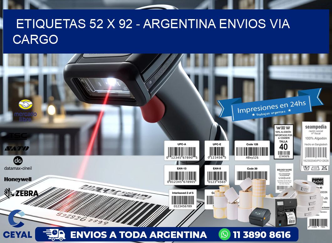 ETIQUETAS 52 x 92 – ARGENTINA ENVIOS VIA CARGO