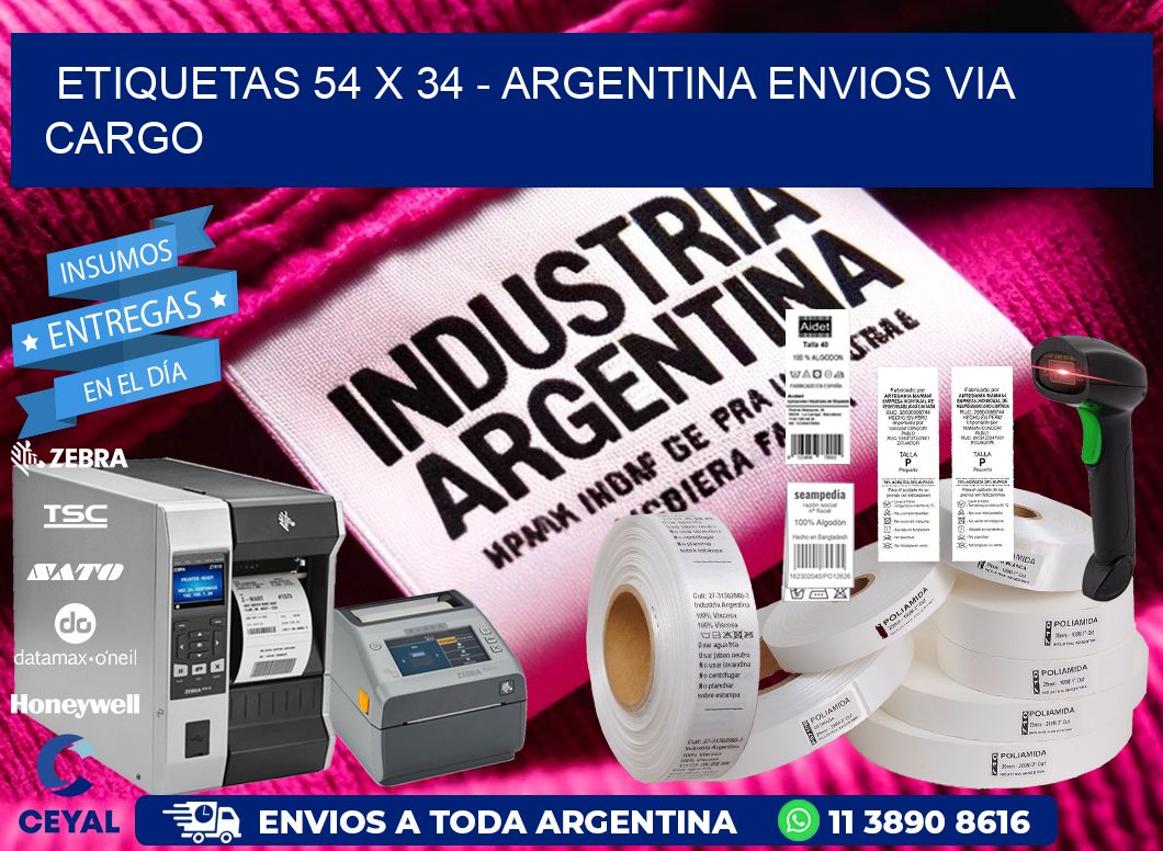 ETIQUETAS 54 x 34 - ARGENTINA ENVIOS VIA CARGO