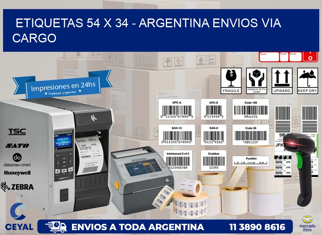 ETIQUETAS 54 x 34 – ARGENTINA ENVIOS VIA CARGO