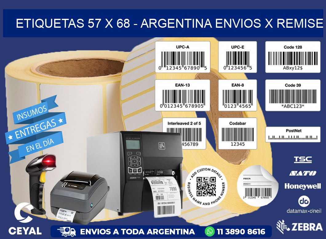 ETIQUETAS 57 x 68 - ARGENTINA ENVIOS X REMISE