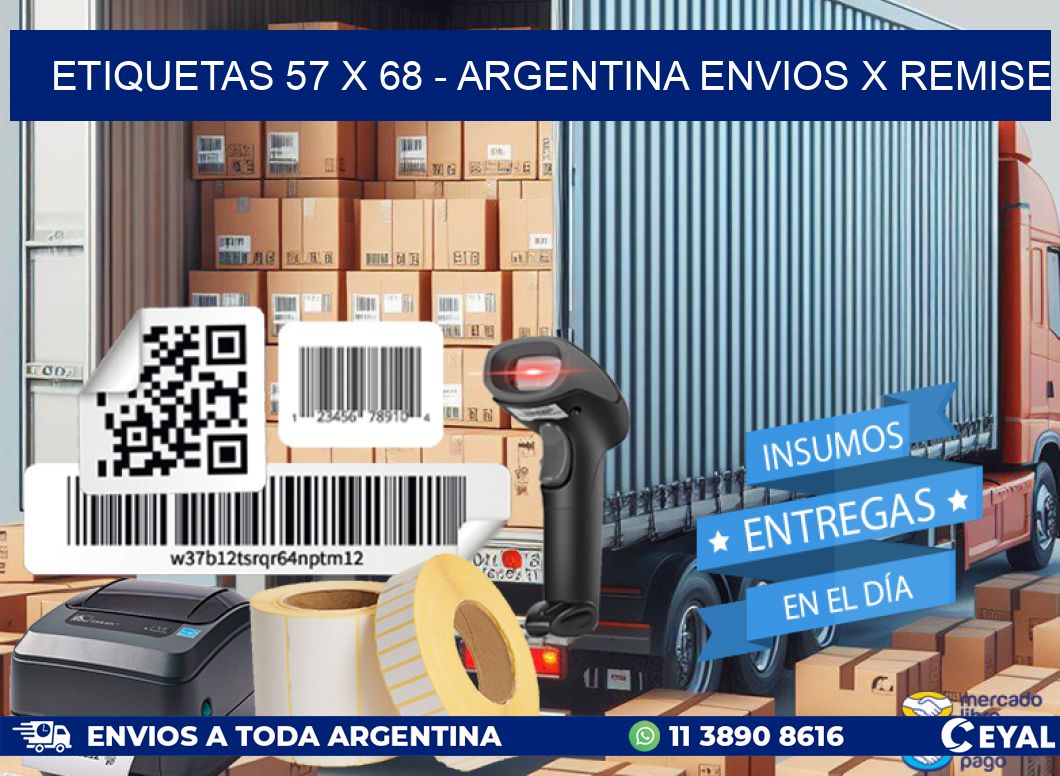 ETIQUETAS 57 x 68 - ARGENTINA ENVIOS X REMISE