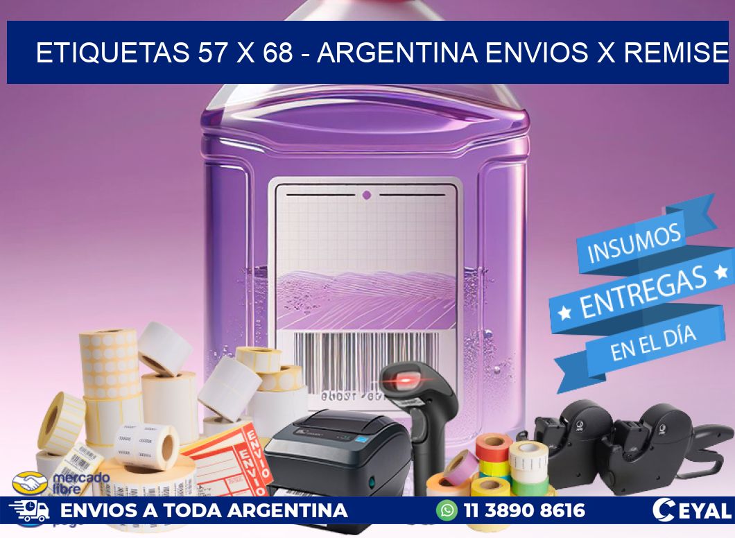 ETIQUETAS 57 x 68 - ARGENTINA ENVIOS X REMISE