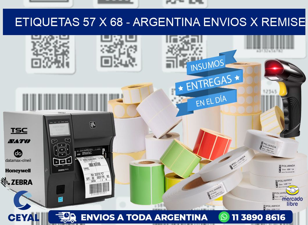 ETIQUETAS 57 x 68 - ARGENTINA ENVIOS X REMISE