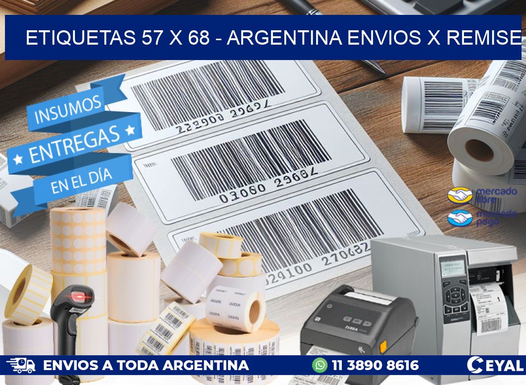 ETIQUETAS 57 x 68 - ARGENTINA ENVIOS X REMISE