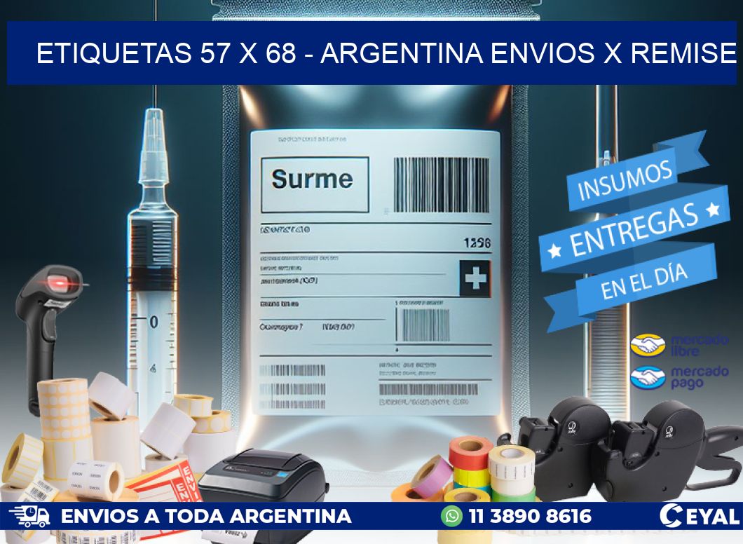 ETIQUETAS 57 x 68 - ARGENTINA ENVIOS X REMISE