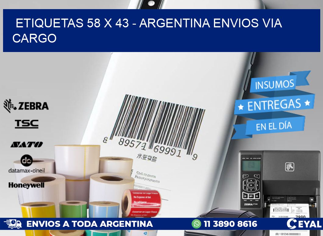 ETIQUETAS 58 x 43 - ARGENTINA ENVIOS VIA CARGO