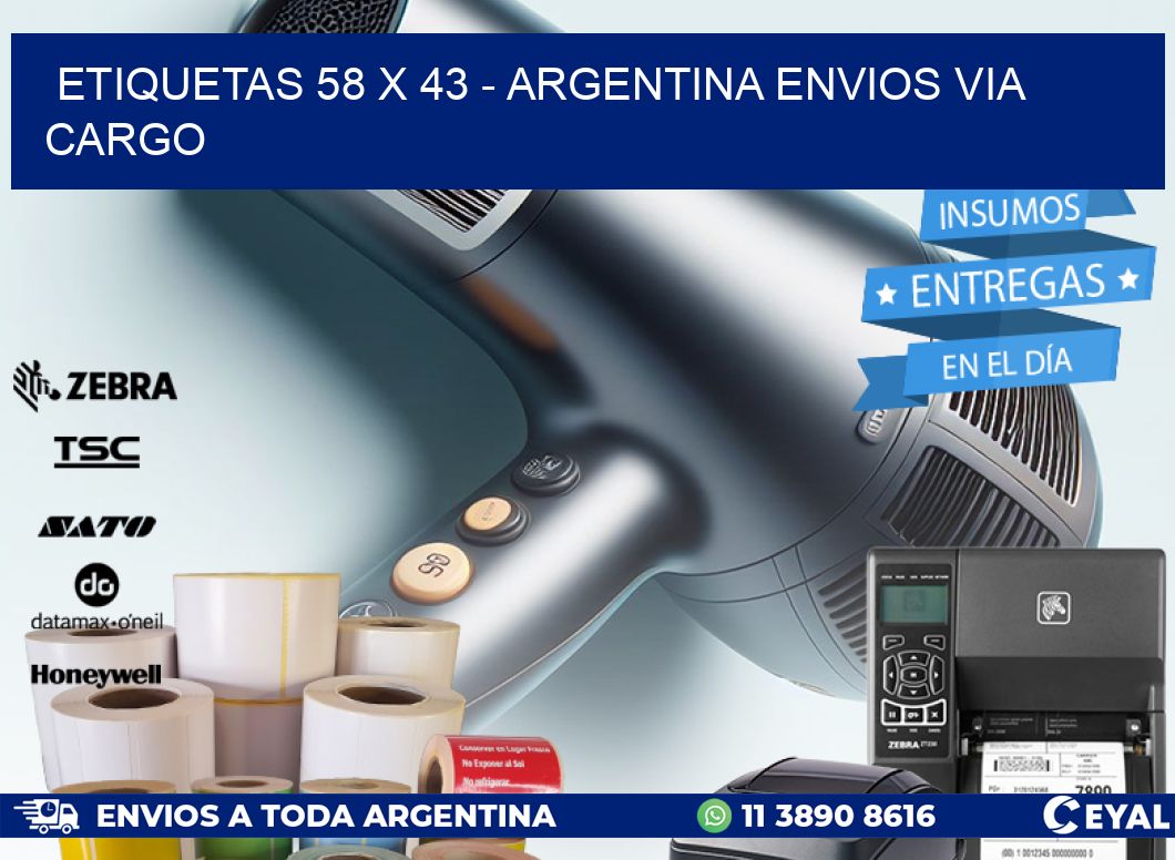 ETIQUETAS 58 x 43 - ARGENTINA ENVIOS VIA CARGO