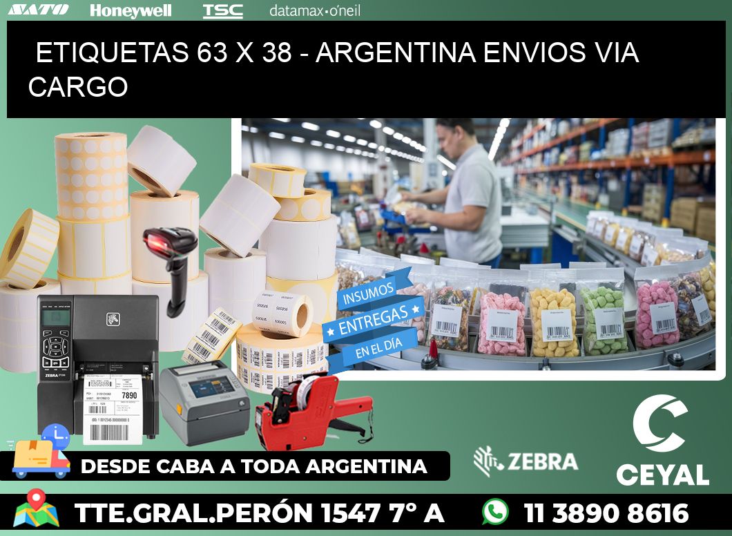 ETIQUETAS 63 x 38 - ARGENTINA ENVIOS VIA CARGO