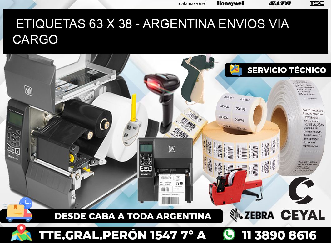 ETIQUETAS 63 x 38 - ARGENTINA ENVIOS VIA CARGO