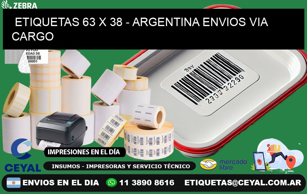 ETIQUETAS 63 x 38 - ARGENTINA ENVIOS VIA CARGO