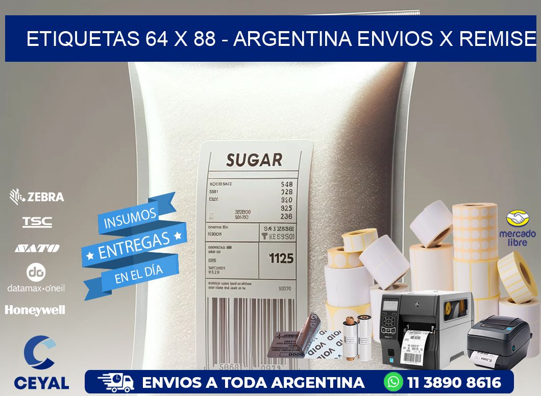 ETIQUETAS 64 x 88 - ARGENTINA ENVIOS X REMISE