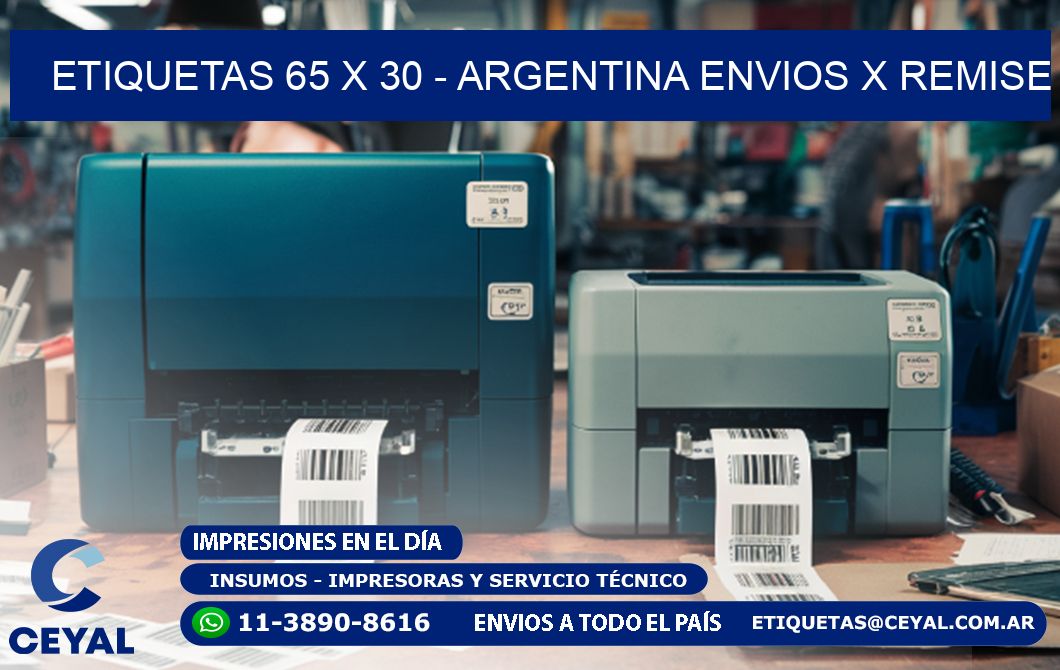 ETIQUETAS 65 x 30 - ARGENTINA ENVIOS X REMISE