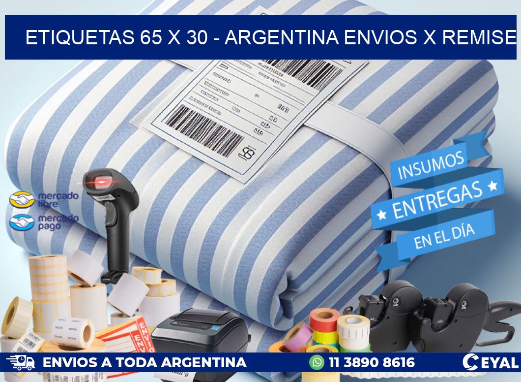 ETIQUETAS 65 x 30 - ARGENTINA ENVIOS X REMISE