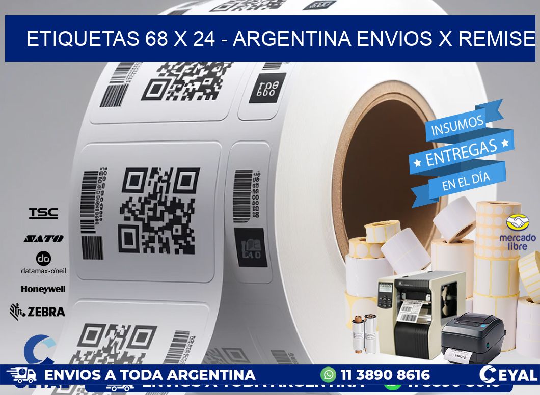 ETIQUETAS 68 x 24 - ARGENTINA ENVIOS X REMISE