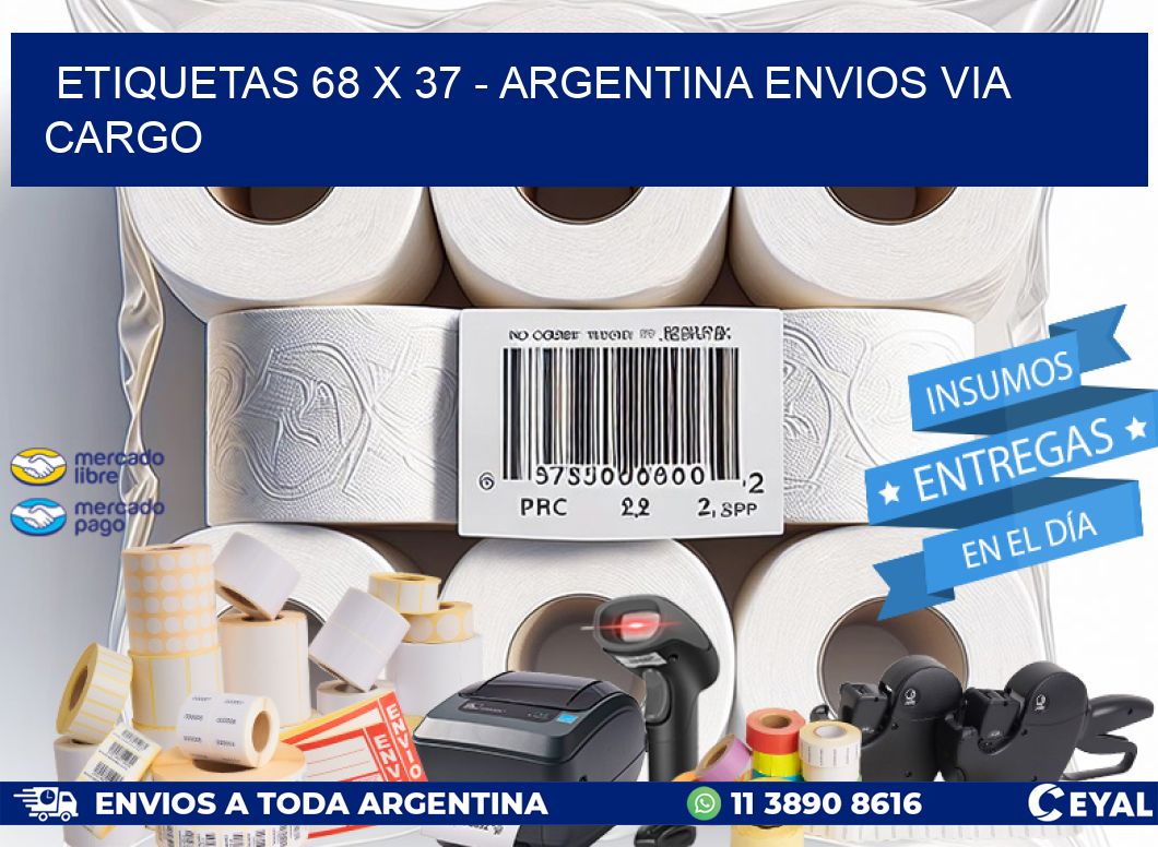 ETIQUETAS 68 x 37 - ARGENTINA ENVIOS VIA CARGO