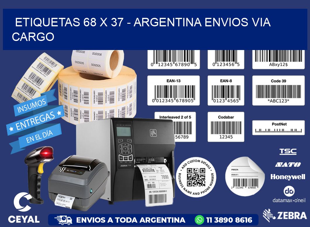 ETIQUETAS 68 x 37 - ARGENTINA ENVIOS VIA CARGO