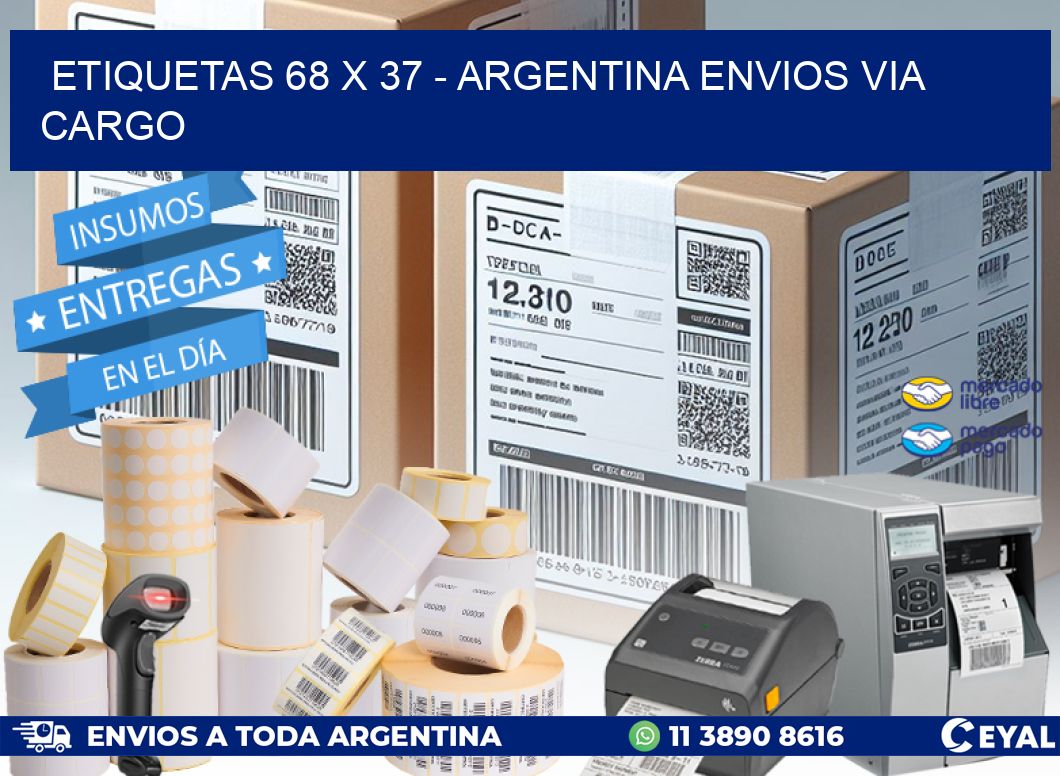 ETIQUETAS 68 x 37 - ARGENTINA ENVIOS VIA CARGO