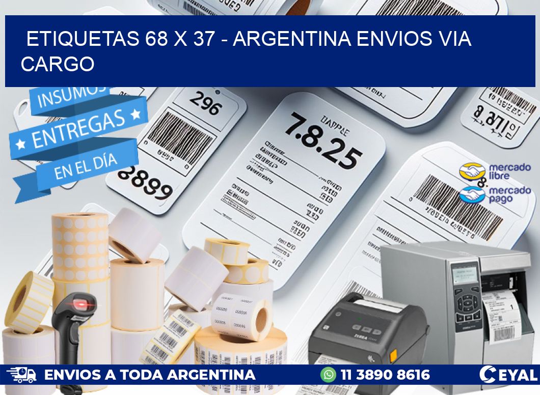 ETIQUETAS 68 x 37 – ARGENTINA ENVIOS VIA CARGO