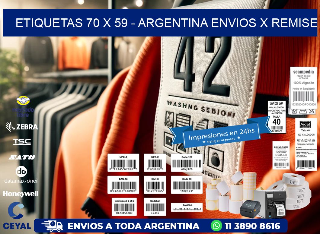 ETIQUETAS 70 x 59 - ARGENTINA ENVIOS X REMISE